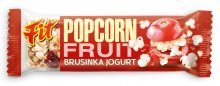 FIT POPCORN tyčinka s brusinkami a kokosem máčená v jogurtové polevě