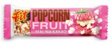 FIT POPCORN tyčinka s malinami a jablky máčená v kakaové polevě